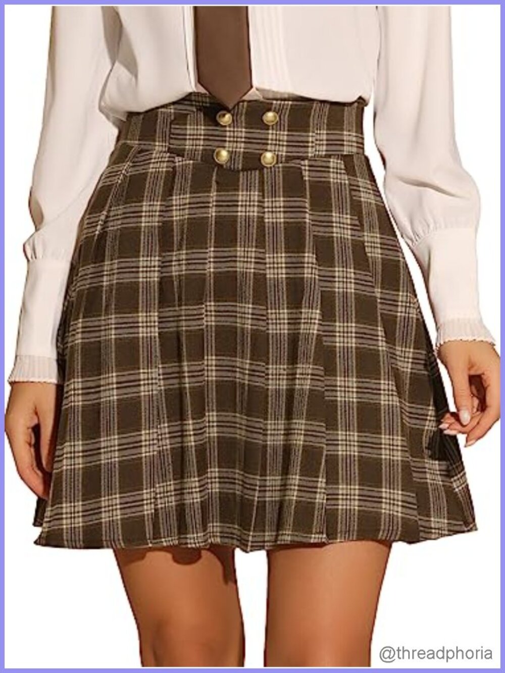 Plaid Tartan A-Line Mini Skirt High Waist Pleated Vintage